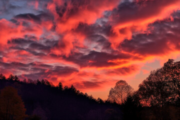 Clouds over a beautiful landscape - Generative AI