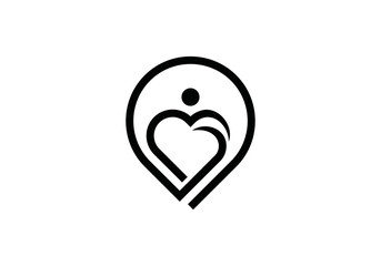 love pin location people simple creative logo design	
