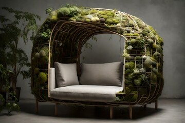 Organic Armchair Made with Plants and Natural Vegetation