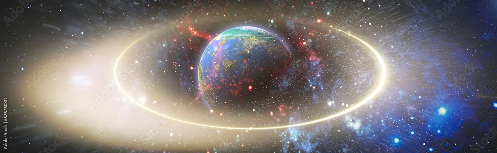 Wall mural planets, stars and galaxies in outer space showing the beauty of space exploration. elements furnish
