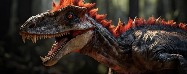 Foto auf Acrylglas Dinosaurier Aggressive dinosaurus portrait. nature background. Dilophosaurus