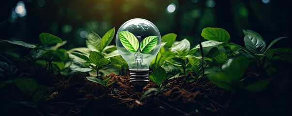 Light bulb plant inside dark green nature.