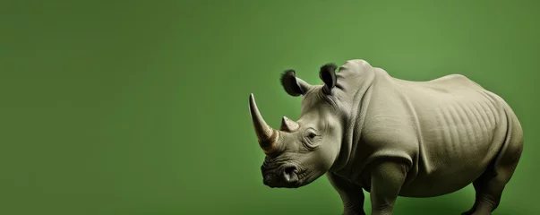 Zelfklevend Fotobehang rhino on green background. © amazingfotommm