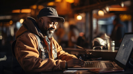 Obraz premium Attractive African american engineer at work on construction site