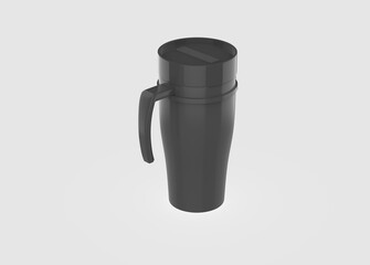 travel thermo cup mockup isolated on white background. 3d illustration