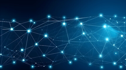 Fototapeta premium An abstract background featuring a network structure in shades of blue, symbolizing a tech-inspired and internet-themed ambiance