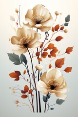 Simple Line Art Print Botanical in Light Colors