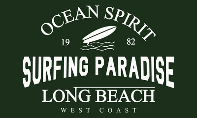 Ocean Spirit Surfing paradise  Graphic tee vector illustration T-shirt graphic.