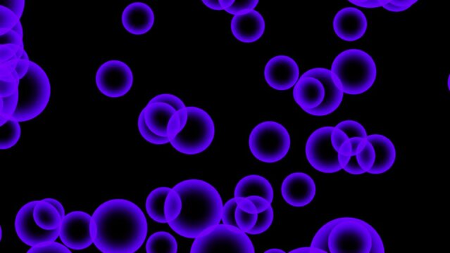 Smooth Animated effect of neon-colored bubbles on a dark background at high resolution in 4K 60fps.