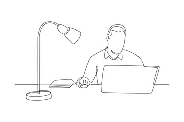 One continuous line drawing of effective and productive concept. Doodle vector illustration in simple linear style. 