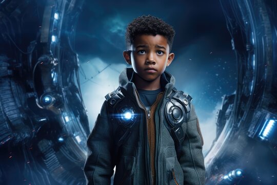  A seasoned scifi space explorer clad in an advanced, generative artificial intelligence