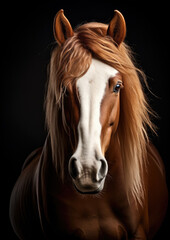 Obraz na płótnie Canvas Brown headed horse portriat. Beautiful white brown horse