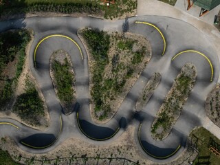 bike path in the car park Pumping moving up and down is used instead of pedaling and bouncing to...