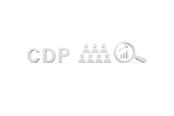 CDP concept white background 3d render illustration