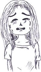 sketch of a girl crying