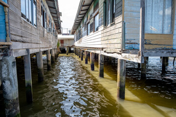 Buildings on stilts in the Brunei River at Bandar Seri Begawan