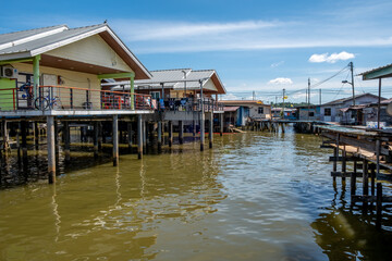 Buildings on stilts in the Brunei River at Bandar Seri Begawan