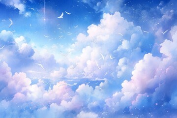 Oniryczne Niebo: Anime w Stylu Akwareli Ukazujące Piękne, Marzeniowe Wrażenie - Generative AI 12