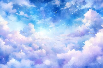Oniryczne Niebo: Anime w Stylu Akwareli Ukazujące Piękne, Marzeniowe Wrażenie - Generative AI 3