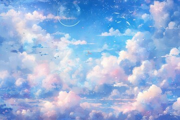 Oniryczne Niebo: Anime w Stylu Akwareli Ukazujące Piękne, Marzeniowe Wrażenie - Generative AI 2