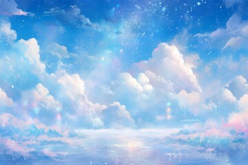 Oniryczne Niebo: Anime w Stylu Akwareli Ukazujące Piękne, Marzeniowe Wrażenie - Generative AI