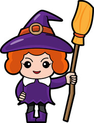 Witch . Halloween cartoon characters . PNG .