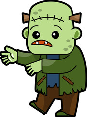 Frankenstein . Halloween cartoon characters . PNG .