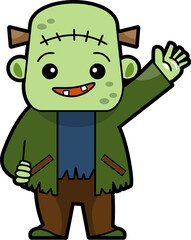 Frankenstein . Halloween cartoon characters . PNG .