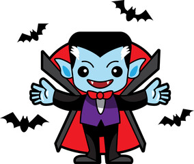 Dracula . Halloween cartoon characters . PNG .