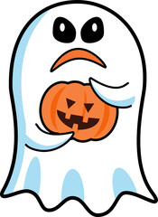 Obraz premium White cloth ghost . Halloween cartoon characters . PNG .