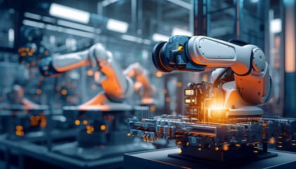 Futuristic Factory: Robots at Work, Generative AI