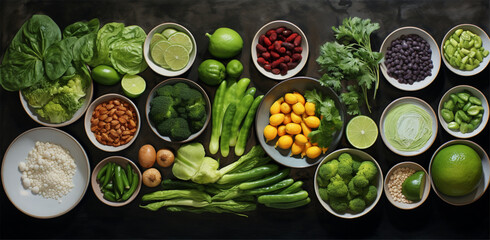 Fruits and vegetables. Generative AI.