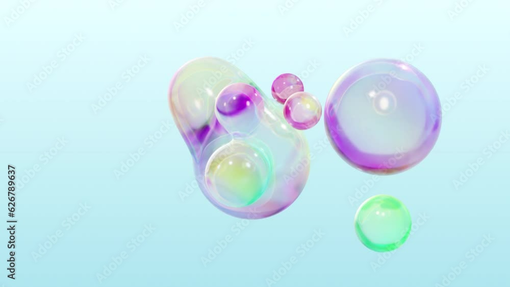 Aufkleber metaball animation transforming liquid blobs. 3d abstract colorful metaballs in the background. in 4