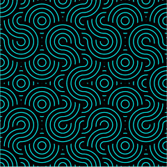 Cyan or Blue & Black seamless undulating wavey pattern textured background wallpaper vector