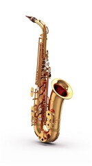Naklejka premium Saxophone 3d realistic illustration - Generative AI.