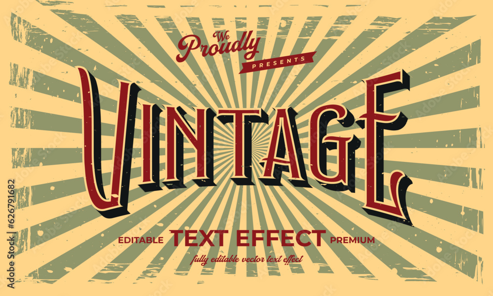 Fototapete vintage retro editable text effect alphabet font typography typeface