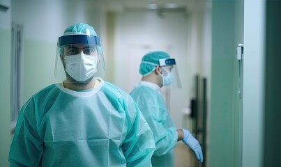 Fototapeta na wymiar Portrait of male doctors standing together inside the hospital.