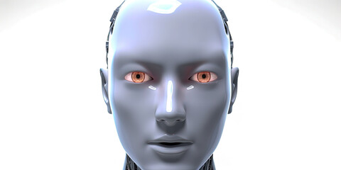 Robot with human face - Generative AI