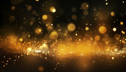 Fototapeta na wymiar Glittering Gold Background with Sparkling Gift Box, Fir Branches, Stars, and Copy Space, Generative AI