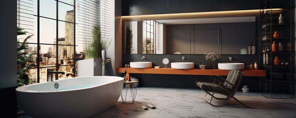 Modern bathroom interior concept.