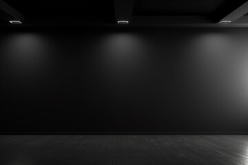 Empty room with black wall and floor. Mock up, 3D Rendering