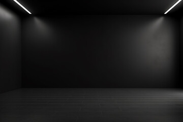 Black empty room with spotlights. Mock up, 3D Rendering