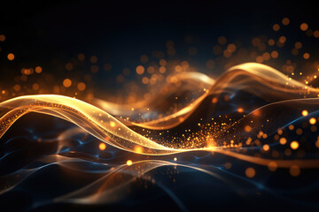 Abstract golden background with smooth wavy lines. created with generative AI technology. - obrazy, fototapety, plakaty