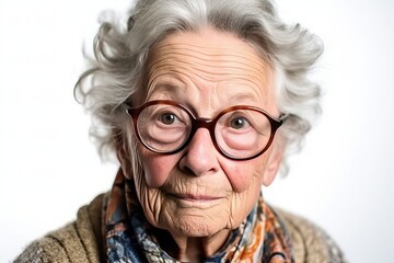 Elderly woman wear glasses, portrait of grandma