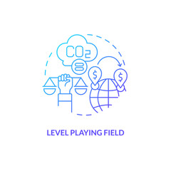Gradient level playing field concept, isolated vector, thin line icon representing carbon border adjustment.