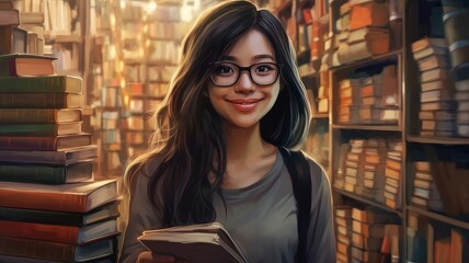 girl in the library