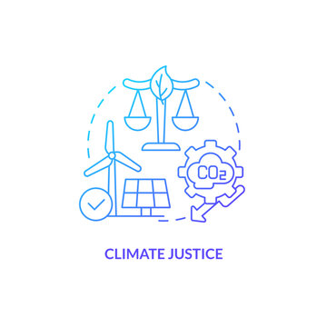 Gradient climate justice concept, isolated vector, thin line icon representing carbon border adjustment.