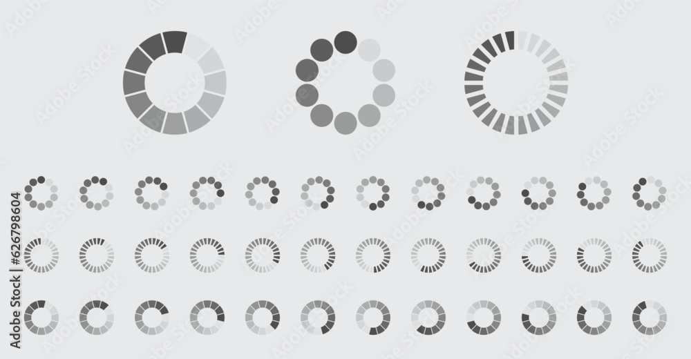 Fototapete circular loading buffering icons vector set video ready for animation gif all keyframes frames bufri