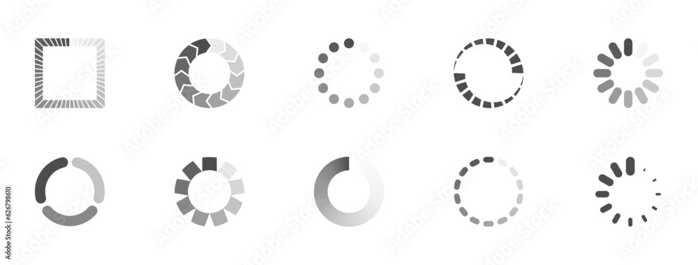 Poster download sign set. load icons set. load system. data load. loading bar. froze computer. vector stock