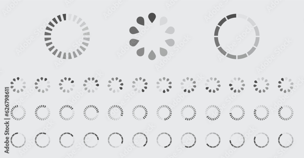 Fototapete circular loading buffering icons vector set video ready for animation gif all keyframes frames bufri